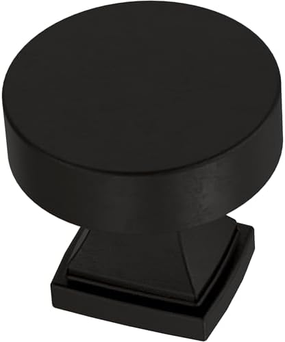 Franklin Brass 10 Pack Matte Black Cabinet Knobs 1-1/16 inch (27mm) Kitchen Cabinet Handles and Drawer Knobs for Cupboards, Dressers, Furniture, Bathroom Vanity | Tiered Foot