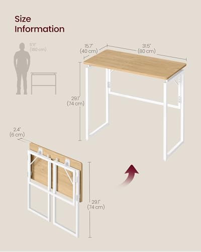 VASAGLE Folding Desk, Small Computer Desk, Foldable Table 31.5 Inch
