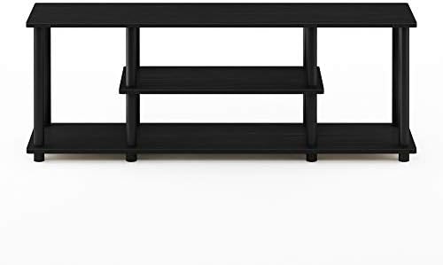 Furinno Turn-N-Tube No Tools 3D 3-Tier Entertainment TV Stand up to 50 inch TV, Round Tubes, Walnut | for TV up to 50 Inch, Open Frame Rectangular Entertainment Center with Storage Shelf, TV Console, for Living Room, Bedroom