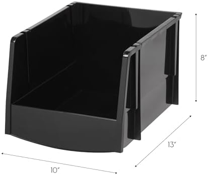 IRIS USA 6-Pack, Extra Large Stackable Storage Bins, Black