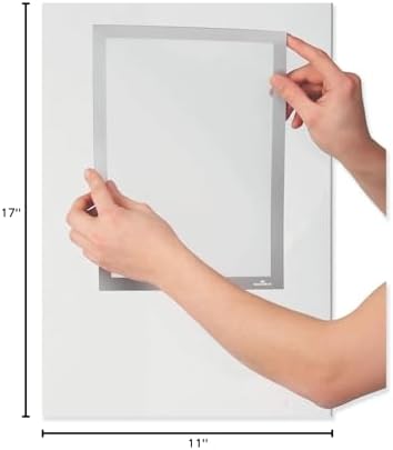 Durable Duraframe Sun Sign Holder, Magnetic, Silver, Tabloid Size, 2 Pack