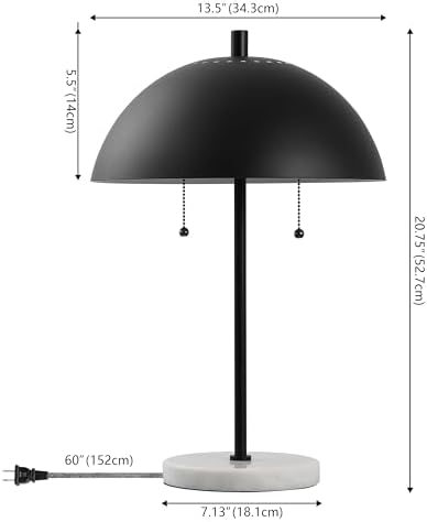 JONATHAN Y Ella 2-Light Table Lamp 20.7" Metal Marble, Black/White