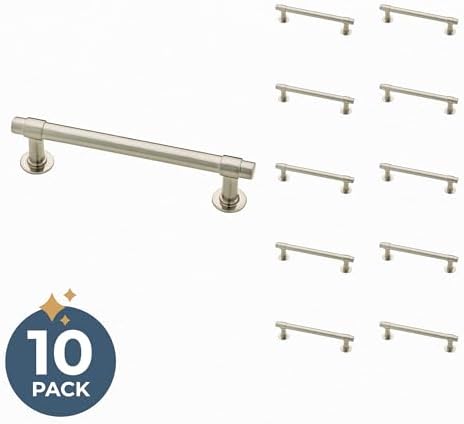 Franklin Brass Francisco (10-Pack) Cabinet Handles 4" Hole Center Pulls | Satin Nickel Hardware for Kitchen Drawers, Dressers, Furniture P29617K-SN-B