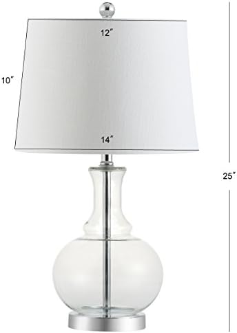 JONATHAN Y Lavelle 25" Glass Lamp, Clear/Chrome, Set of 2