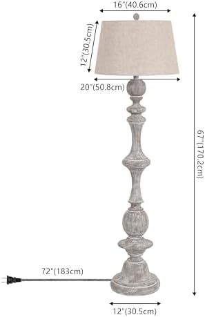 JONATHAN Y Taylor Candlestick Floor Lamp 67", Gray Wash