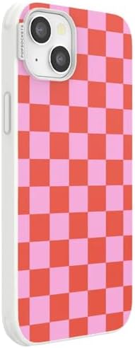 PopSockets iPhone 14 Plus Phone Case with MagSafe- to-Go Wrap | Magnetic, Wireless Charging, Camera & Drop Protection, Checkered, Red, Textured