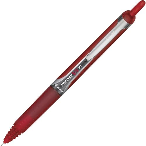 PILOT Precise V5 RT Rollerball Pens, Red, Pack of 12
