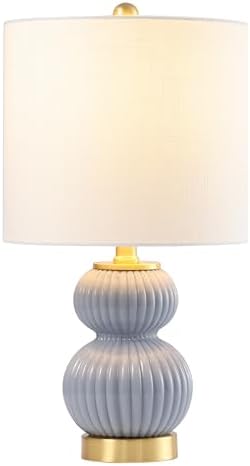 JONATHAN Y Daphne Ribbed Gourd Metal/Glass Table Lamp 20", Gray