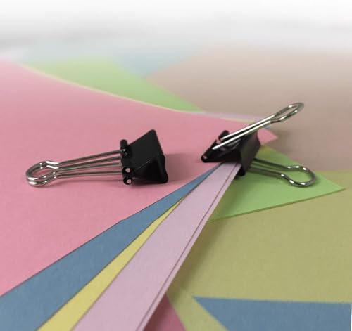 Amazon Basics Sturdy Binder Clips, Office Supplies, Small 0.75 in, Document Organizing, School Supplies, Black, 144 Count