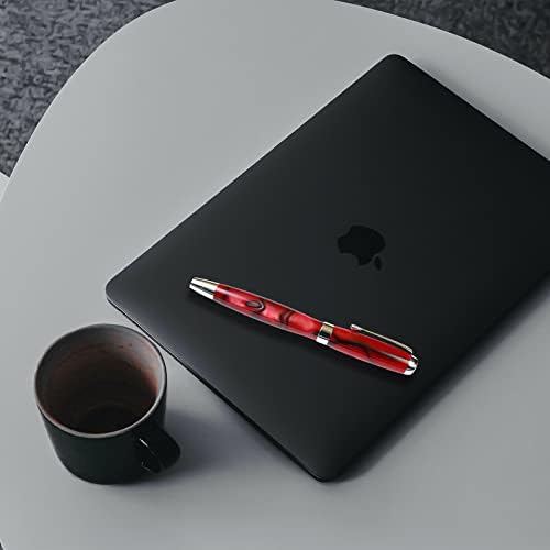 Lanier Pens Tuscany Rollerball Pen - Red & Black Marbleized Gloss Body