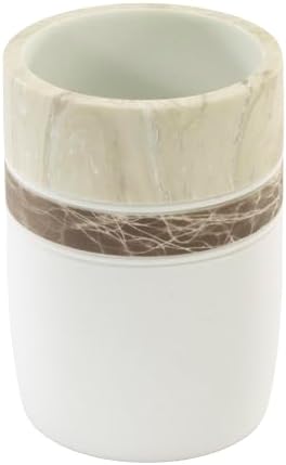 IZOD – Tumbler, Hand-Painted Resin with Marble Detail, Modern Home Decor – Perfect for Holding Toothbrushes and Bathroom Essentials (Tidal)