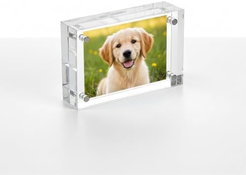 Azar Displays 104438 Clear Acrylic Magnetic Photo Frame Block 4.5x3