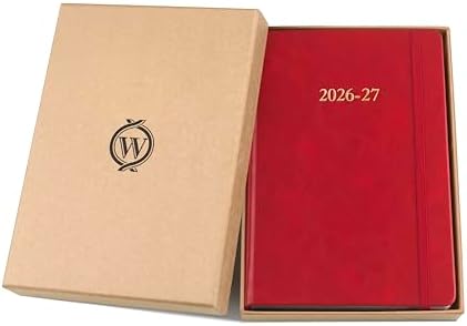 Wykeham's Executive 2026-27 Daily Journal Planner – Customization Available – Mid-Year Academic Diary – July 2026 to June 2027 (Crimson, 8.5"×5.5")