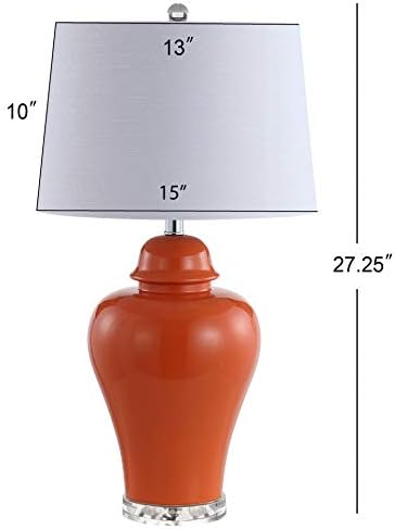 JONATHAN Y Winnie Ceramic Urn LED Table Lamp 27" Bedside, Orange, Set of 2