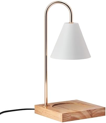 Mikasa 13.4 Inch Electric Candle Warmer with Metal Shade - White Lamp Warmer for Jar Candles, Flameless Fragrance Diffuser with 50W Halogen Bulb, Wood Base, Home Decor for Living Room and Bedroom