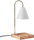 Mikasa 13.4 Inch Electric Candle Warmer with Metal Shade - White Lamp Warmer for Jar Candles, Flameless Fragrance Diffuser with 50W Halogen Bulb, Wood Base, Home Decor for Living Room and Bedroom