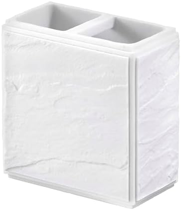 Nicole Miller - Toothbrush Holder, Durable Resin Countertop Accessories with Textured Marble Design, Modern Bathroom Decor, Dorm Room Essentials (Zen Collection, White)