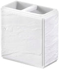 Nicole Miller - Toothbrush Holder, Durable Resin Countertop Accessories with Textured Marble Design, Modern Bathroom Decor, Dorm Room Essentials (Zen Collection, White)