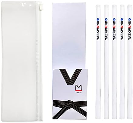 TAE-S Taekwondo Gift Pencils HB with Eraser & PVC Case, White (30 Count)