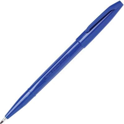 Pentel Sign Pen Fiber-Tipped Pen, Blue Ink, Box of 12 (S520-C)