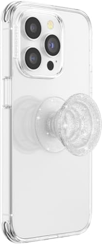 PopSockets Adhesive Phone Grip, Holder- Clear Glitter