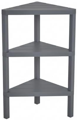 Honey-Can-Do Grey 3-Tier Corner Shelf