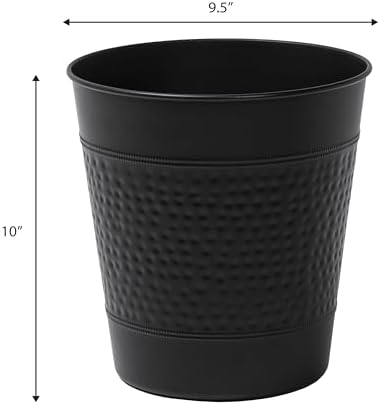 happimess Riley 2 Gal Hammered Steel Bin 10" H, Matte Black, Set of 2