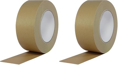 ProTapes Pro 183 Rubber Paper Carton Sealing Tape, 7.1 mils Thick, 55 yds Length x 3" Width, for Light-to-Medium Packaging, Light Brown (Pack of 2)