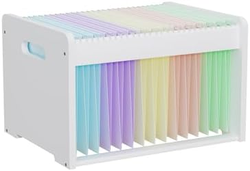Bamboo Hanging File Organizer, Desk File Box, Open Top, 1 Pack, White | Open-Top Access, 2 Hanging Folders Included, Letter & Legal Files, Sliding Rails, Reinforced Handles, Easy Assembly
