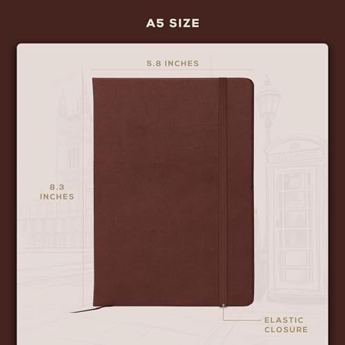 BEECHMORE BOOKS Premium Lined Leather Journal for Men & Women, 5" x 8" (A5) Thick 120gsm Ivory Cream Paper Notebook, Hardcover Vegan Leather Personal Diary, With Gift Box (Chestnut Brown) (Pack of 2)