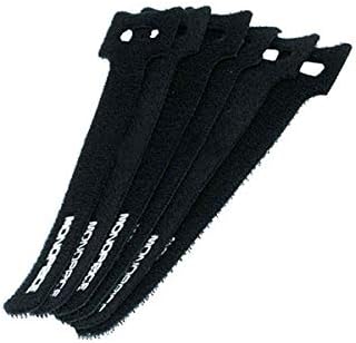 Monoprice Hook and Loop Fastening Cable Ties - 6 Inch, 50 Piece Bulk Pack, With Eye Hole For Hanging, Black