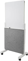 Quartet Whiteboard Easel, Glass Dry Erase Board, Rolling Easel Stand On Wheels, Double-Sided Privacy Screen with Adjustable Height, Includes 1 Marker, Creates Private Interactive Workspaces (Q293066W)