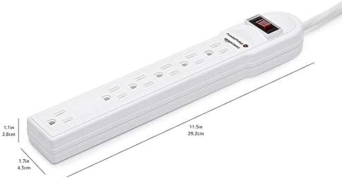 Amazon Basics Surge Protector Power Strip, 6-Outlet, 790 Joules, Circuit Breaker, LED Indicator, 6ft Extension Cord, White