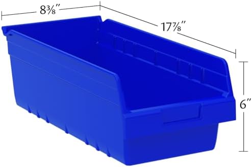 Akro-Mils 30088 Plastic Nesting ShelfMax Storage Bin Box, 18x8x6-Inch, Blue (8-Pack)