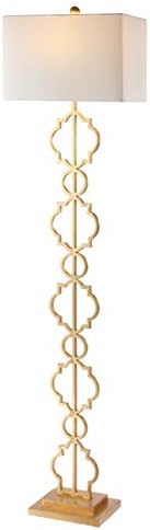 JONATHAN Y Selina Floor Lamp 64.5" Metal Ogee Trellis, Gold Painting