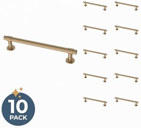 Franklin Brass (10-Pack) – Champagne Bronze Cabinet Handles, 5-1/16 Inch Hole Center, Casual Pulls for Drawers, Kitchen Cabinet Door, Dressers | Francisco