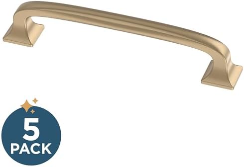 Franklin Brass (5-Pack) – Champagne Bronze Cabinet Handles, 4 Inch Hole Center, Pulls for Drawers, Kitchen Cabinet Door, Dressers | Lombard