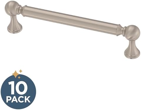 Franklin Brass 10 Pack Brushed Nickel Cabinet Handles 5-1/16 inch (128mm) Kitchen Cabinet Handles and Drawer Pulls for Cupboards and Dressers |Classic Farmhouse