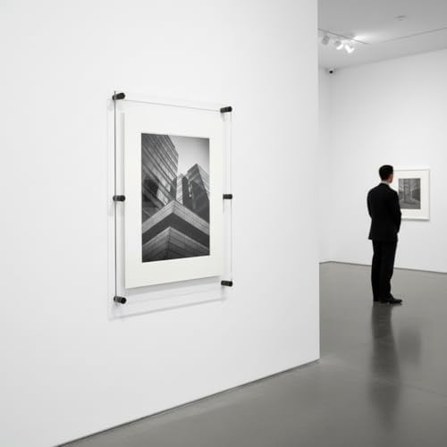 Azar Displays 105540-BLK Acrylic Floating Double Panel Wall Frame,30" x 40" Graphic Size, Overall Frame Size: 34" x 44", Black