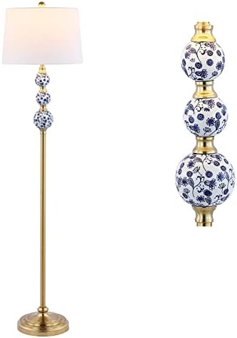 JONATHAN Y Tavira Classic Ceramic Floor Lamp 62.5" Metal, Brass Gold/Blue