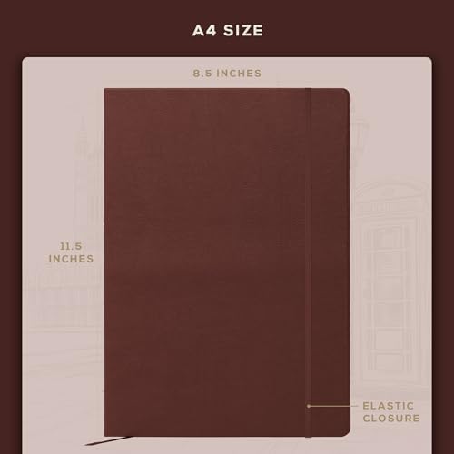 BEECHMORE BOOKS A4 8.5x11.5 Lined Leather Journal For Men 120 GSM, Gift Box