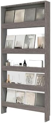 LINLIUA Behind the Door Bookshelf, 5 Shelf Behind Door Shelves with Storage, Space-Saving Wall Mount Narrow Bookcase Cabinet for Living Room Bedroom