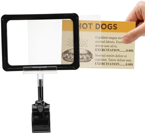 ZOOFOX 10 Pack Acrylic Sign Holder with Clamp, Rotating Clip Pop Swivel Sign with PVC Card Protector, Double Head Sale Signs Holder for Retail Store, Clothing Rack, Office, Supermarket, 6 x 9 Inch