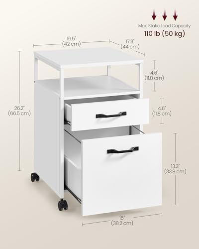 VASAGLE 2 Drawer File Cabinet, Rolling Printer Stand