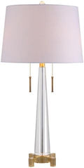 JONATHAN Y Zoe 2-Light Crystal Metal Table Lamp 29.5", Clear/Brass Gold