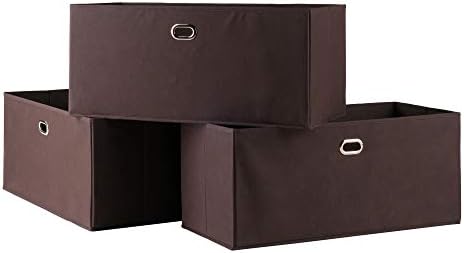 Winsome Torino 3 Piece Folding Fabric Baskets Chocolate (38323)