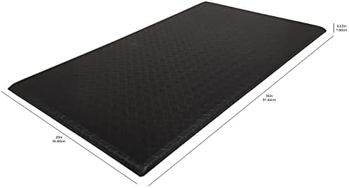 Amazon Basics Anti-Fatigue Standing Mat, Non-Slip, Cushioned Comfort Mat for Home, Office and Kitchen, 20" x 36" x 0.6", Black, 1-Pack