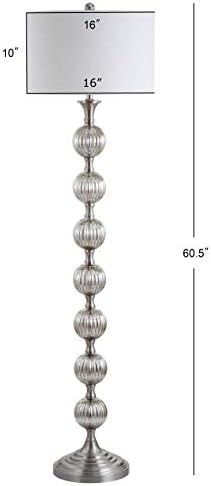 JONATHAN Y Oslo Floor Lamp 60.5" Glass Metal LED, Mercury Silver