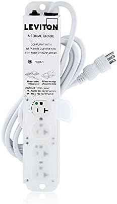 Leviton Medical Grade Surge Protective Power Strip, 20 Amps, 125 Volt, 4-Outlets, 7 Ft. Cord Length