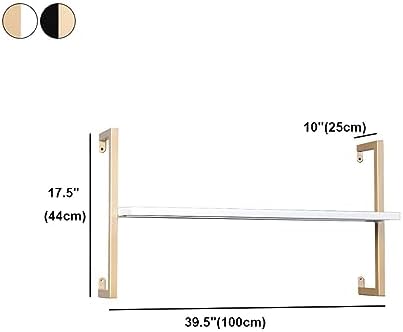 Contemporary Wall Unit Bookcase Metal Frame Pine Wood Shelf Bookshelf Wall-Mounted Bookshelf Wrought Iron Bag Rack Multi-Layer Clothing Store Decoration Black Wood 39.4" L x 9.8" W x 17.3" H